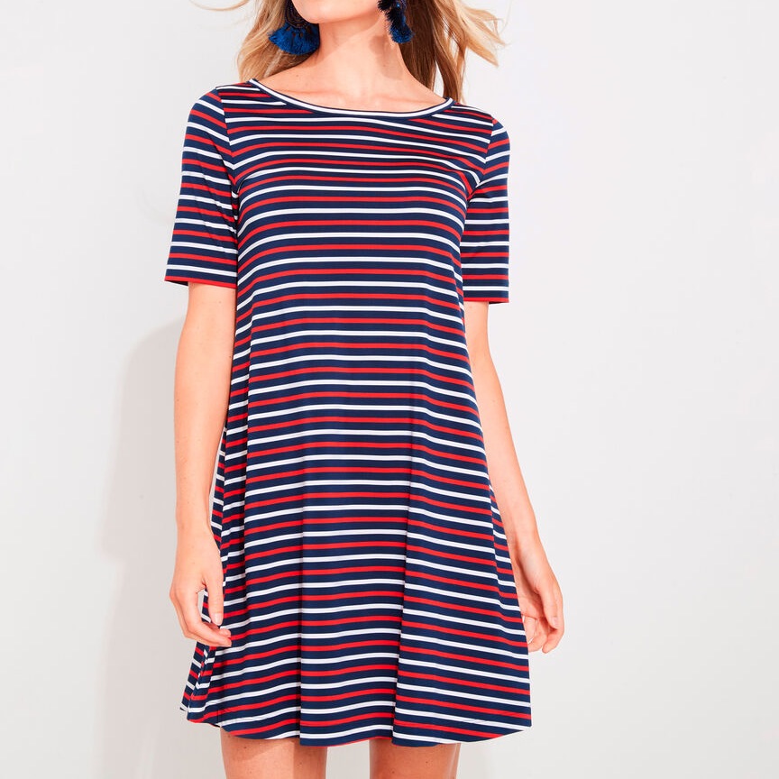 Vineyard Vines Short Sleeve Striped Sankaty Swing Dress